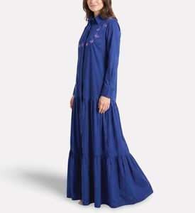 Savanna Galeries Lafayette Butterfly Embroidered Shirt Dress, Blue, Model View