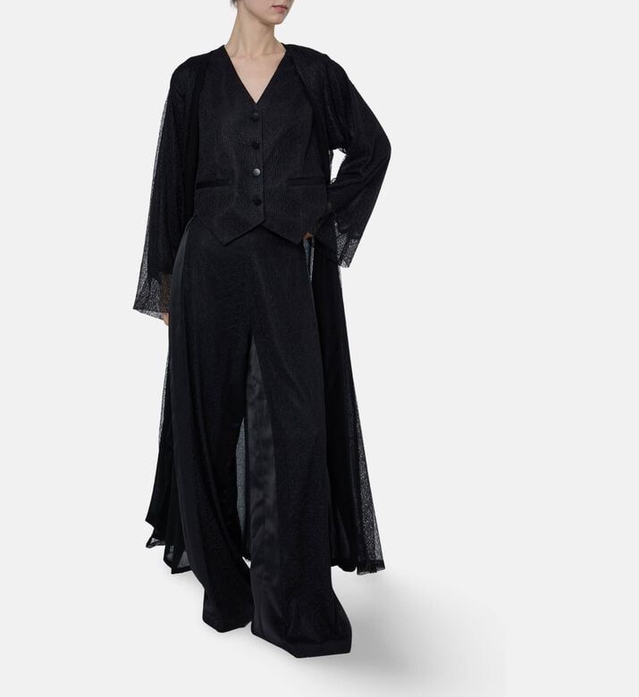 BARG Satin Waistband Wide-leg Trousers, Model View