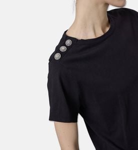 Ba and Sh Cotton Embellished T-shirt, Dark-grey, L, Model View