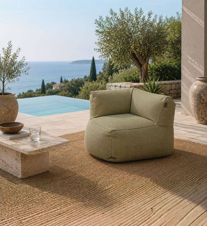 Home Deco and More Nirvana Quick-dry Fabric Corner Chair, Green, Packshot View