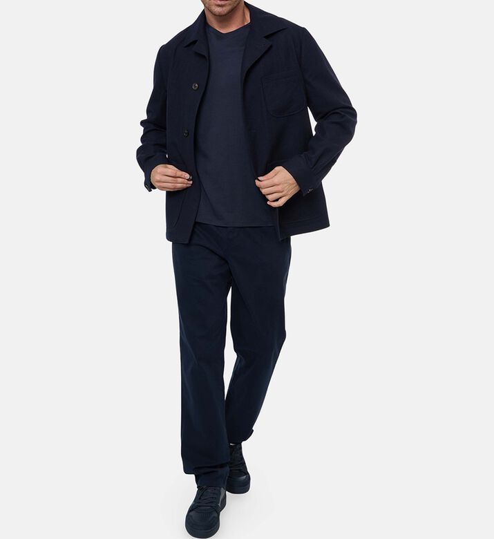 Vince Cotton Crewneck T-shirt, Blue, M, Model View