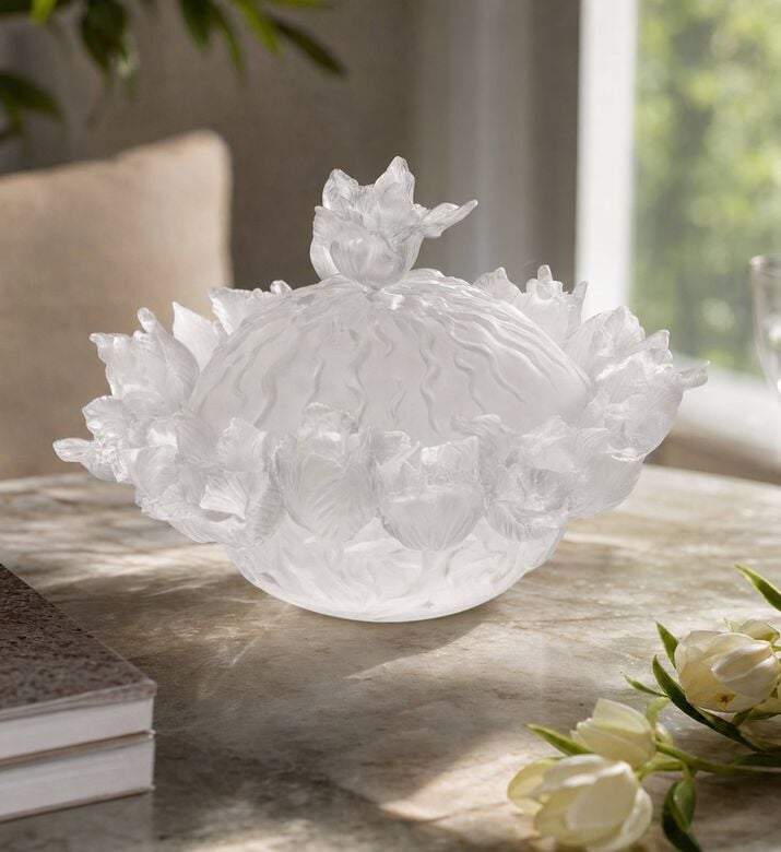 Cristal de Paris Desert Tulip Clear Frosted Candybox, Model View