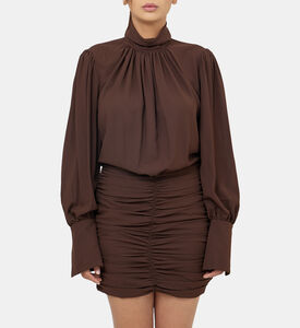 فستان منسوج بتفاصيل مجمعة من يبا