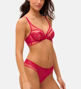 تانغا بخصر منخفض مطاطي بتطريز أزهار