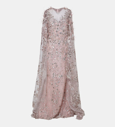 Tulle Feather Embroidered Dress