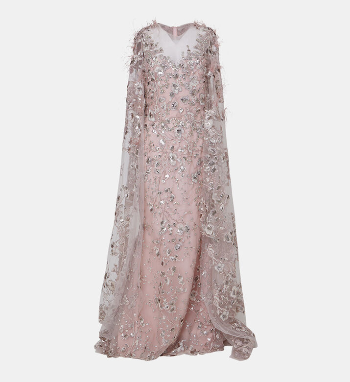 Tulle Feather Embroidered Dress