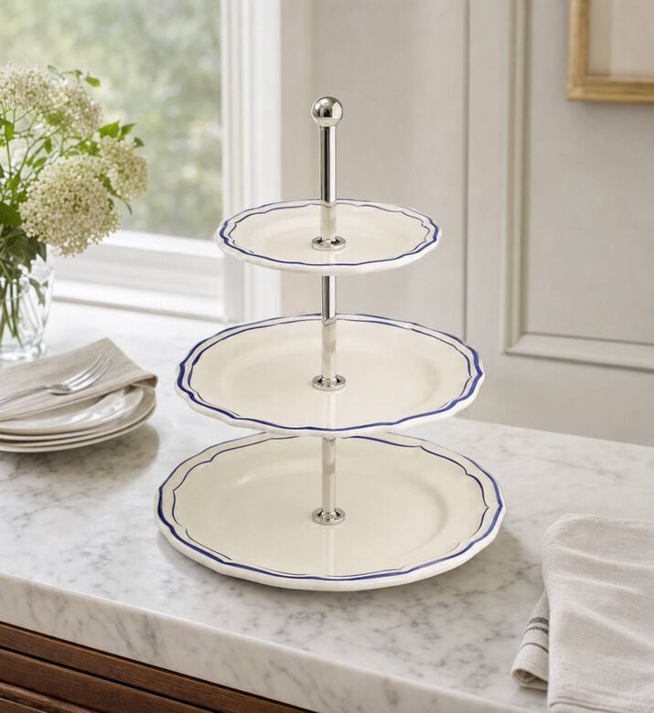 Gien Jardin Du Palais Three-tier Cake Stand, Model View