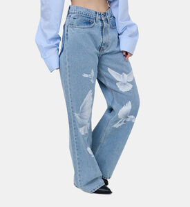 Doves Print Baggy Cotton Denim Jeans Doves Print Baggy Cotton Denim Jeans