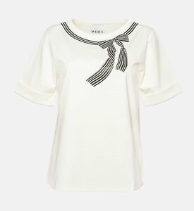 Bow Detail Print T-shirt