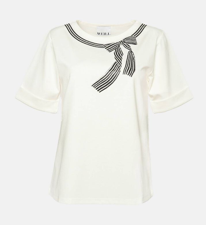 Bow Detail Print T-shirt