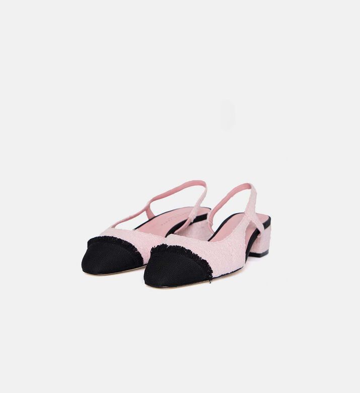 Textured Fabric Slingback Pumps