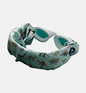 نظارة سباحة بيضاء للأطفال بشريط فائق النعومة مزينة بديناصورات خضراء