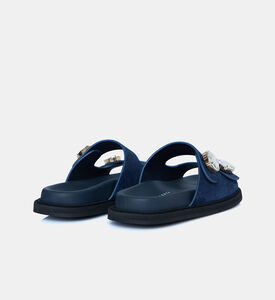 حذاء مفتوح باروس بأربطة مزدوجة وأزرار من أحجار الراين