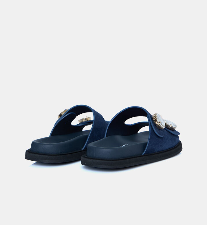 حذاء مفتوح باروس بأربطة مزدوجة وأزرار من أحجار الراين