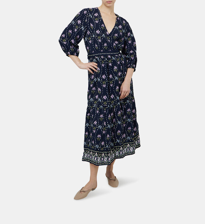 Nerla Printed Wrap Midi Dress Nerla Printed Wrap Midi Dress
