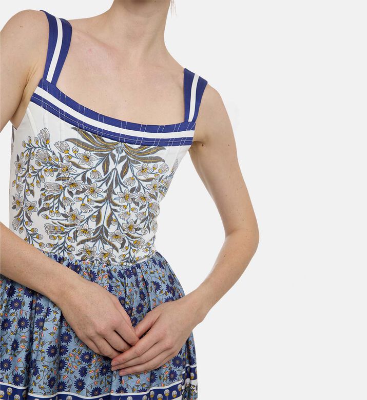 Alice and Olivia Floral-print Sleeveless Flared Dress, Model View Alice and Olivia Floral-print Sleeveless Flared Dress, Model View