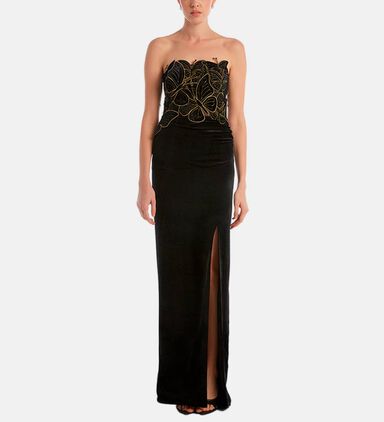 Velvet Butterfly Applique Corset Gown