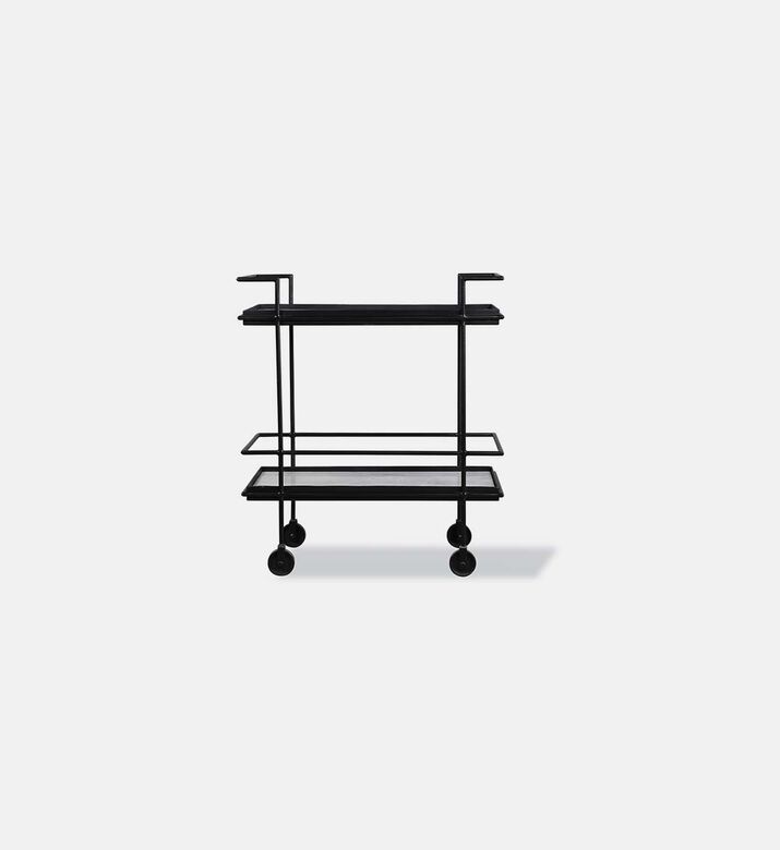 Jitsu Wheeled Iron Marble Bar Trolley 69 X 35.5 X 80 Cm