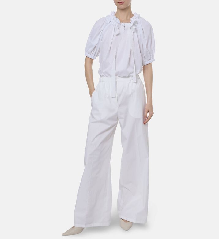 Patou Ruffled Bow Collar Top, Model View