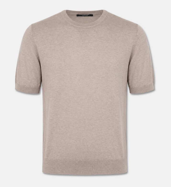 Tagliatore Cotton Crewneck T-shirt, Sand, 54, Packshot View