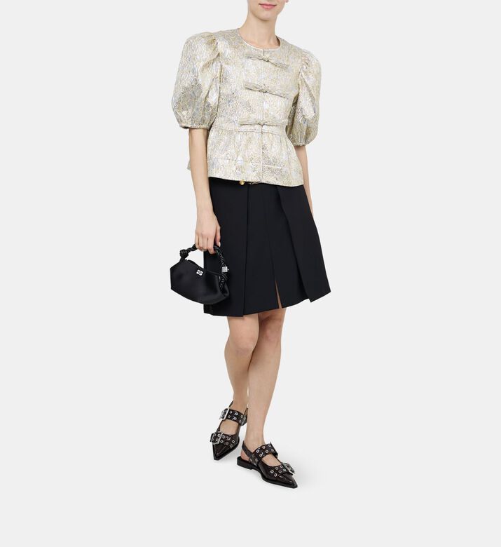 Metallic Cloque Peplum Blouse