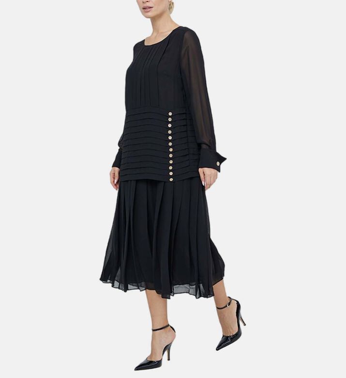 فستان ماكسي منسوج بطيات