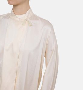 بلوزة كيمونو بطيات ساتان مطاطي