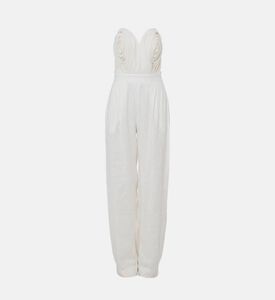 Savanna Linen Pleated Strapless Corset Jumpsuit, Packshot View