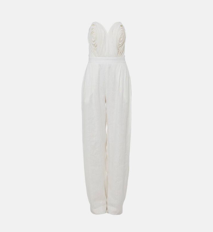 Savanna Linen Pleated Strapless Corset Jumpsuit, Packshot View