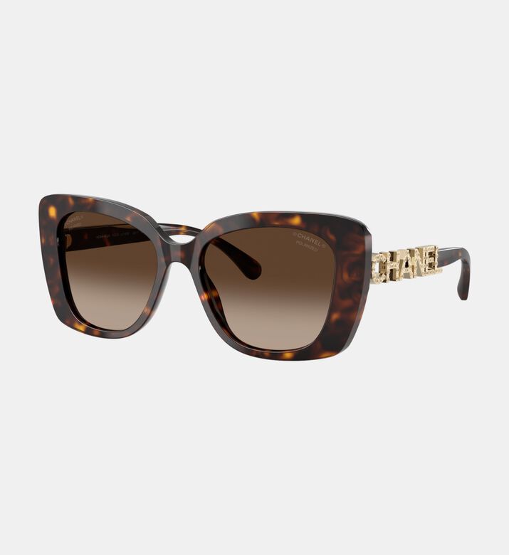 Chanel Crystal-embellished Square Sunglasses, Terracotta, Packshot View