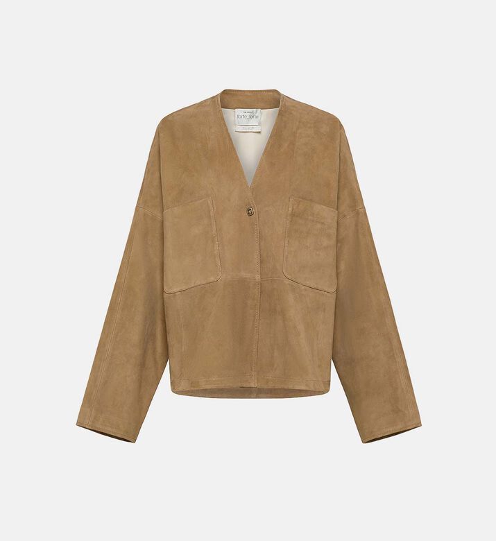 Suede Leather Long-sleeve Kimono