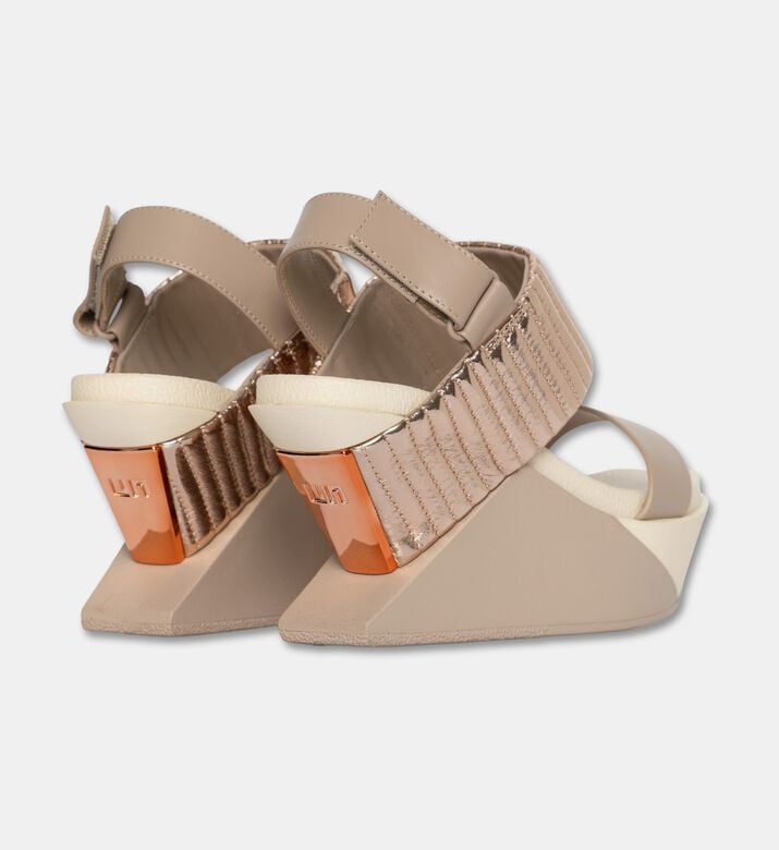 UN United Nude Sheep Cow Leather High Wedge Heel Sandals, Beige, Eu-37, Packshot View
