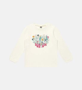 تي شيرت قطني بطبعة باقة زهور