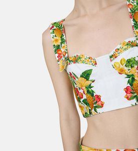 بلوزة بأزهار بيكنيك بتطريز بارز ومطاط لاستك