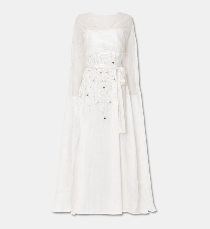 Suzy Matar Embroidered Sheer-sleeve Maxi Dress, Packshot View