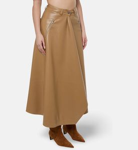 Nanushka Leather Button Closure Flared Skirt, Model View
