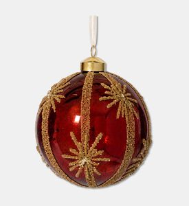 Kaemingk Bauble Glass Starburst Red, Packshot View