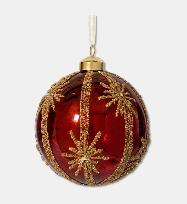 Kaemingk Bauble Glass Starburst Red, Packshot View