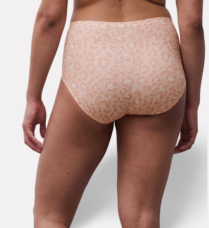 Chantelle High-waisted Leopard-print Briefs, Beige, Model View