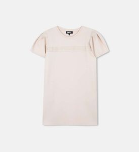 فستان بأكمام قصيرة منتفخة بقصة عادية