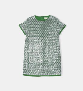 فستان بأكمام قصيرة واسع برقعة شعار