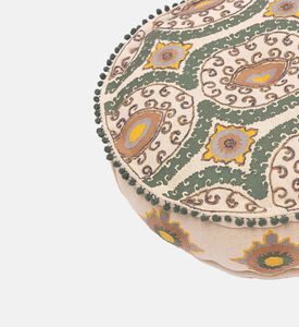 Home Deco and More Mina Embroidered Pompom Embellished Pouf 60x20 Cm, Packshot View