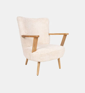 Home Deco and More Shaggy Mango Wood Arm Chair, White, Packshot View