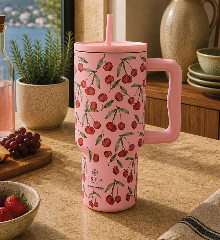 Estia Cherry Rose Xl Straw Tumbler, Packshot View