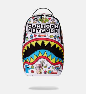 حقيبة ظهر فرو صناعي ورسومات غرافيتي