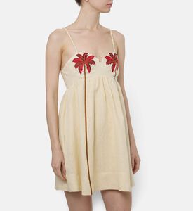 Farm Rio Coconut Tree Embroidered Mini Dress, Model View