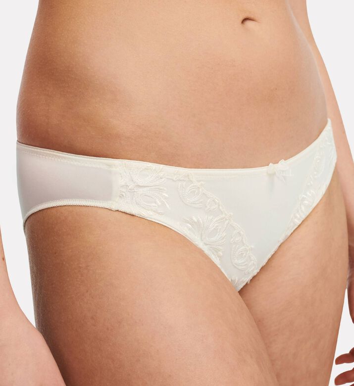 Chantelle Embroidered Mesh Briefs, Ivory, L, Model View
