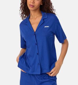 طقم بيجامة بلوزة بأكمام قصيرة