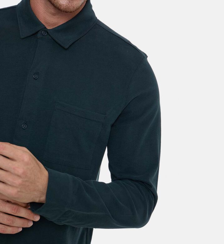 Vince Jersey Button Closure Long-sleeve Shirt, Blue, S, Model View