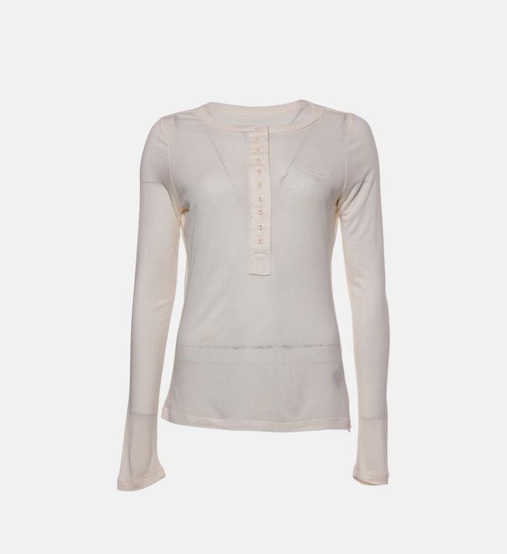 بلوزة بلير بأكمام طويلة إل آر بشعار أجنحة